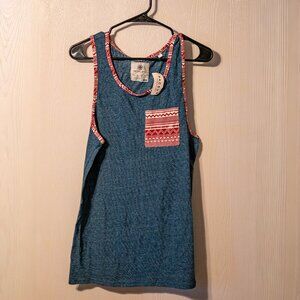 CLEARANCE PacSun On The Byas Blue Tank Top with Tribal Trim – Size Men's S – NWT